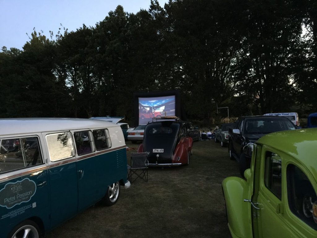 Drive in Movie night with FM transmitter for cars to tune into