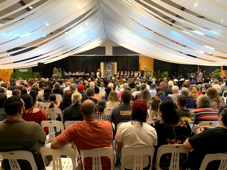School end of year prize giving with video link to overflow