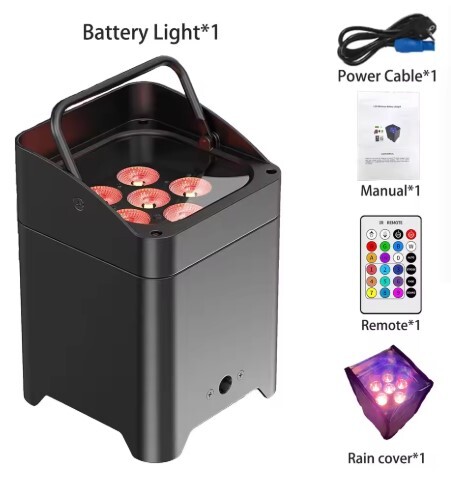 LED Wireless DMX IR Remote Battery operated 6x 18W